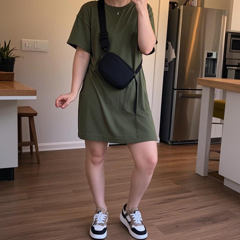 Plus Size 2 Piece T Shirt Dress Set for Women, Stretchy Oversized Hide Tummy Comfy Summer Loungewear, Black Casual Outfit