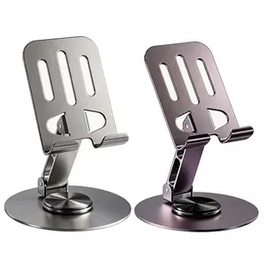 Foldable Phone Stand for Desk, 360° Rotating Adjustable Tablet Holder for iPad & iPhone Compact Smartphone Cellphone Folding Mount