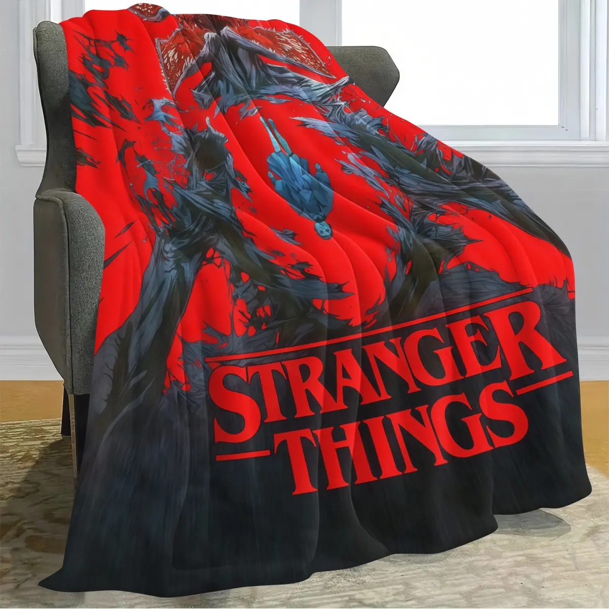 Stranger Things Demogorgon Fleece Blanket with Design, Soft