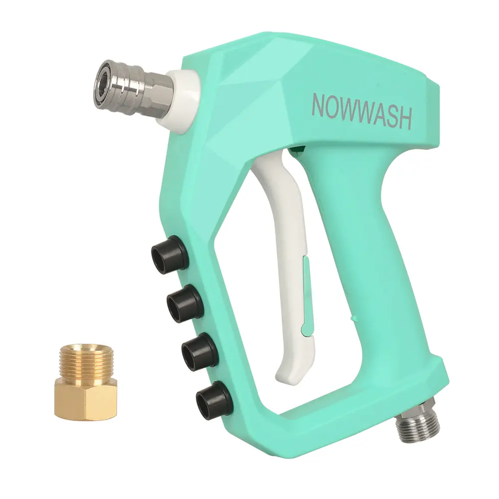 NowWash High Pressure Handheld Pressure Washer Gun, 4060 PSI Short Power Washer Tool, M22 Inlet, 1/4" Quick Connect, Tool-Free Swap Powerful Spray Heavy Duty Accessory for Vehicle Cleaning, 1 X M22-15Mm Connector