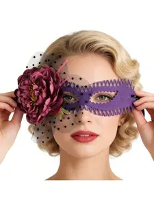 Mesh flower half-face mask Christmas carnival veil holiday decoration party supplies
