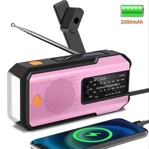 Emergency Hand Crank Radio, Durability AM/FM Dual Band Radio, Portable Weather Multifunctional Radio with 3 LED Flashlight, 2000mAh Power Bank Phone Charger for Outdoor Camping, Handcrankradio, Handheld Radio