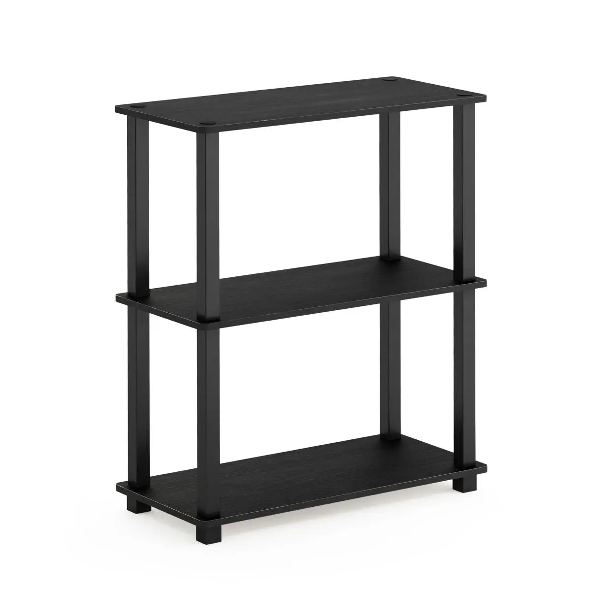 Furinno 18025AM-BK Turn-S-Tube 3-Tier Particle Board Space-Saving Compact Shelf Display Rack - Americano-Black Finish, Square Tubes, Rubber Parts, No Foul Smell, No Chemicals, 12.25 lbs, DIY Project for Kids & Parents, Durable Office Furniture