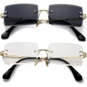 Rectangle Sunglasses for Women Men  Rimless Square Sun Glasses Candy Color