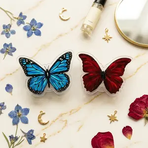 Red And Blue Butterfly Phone Grip, Aesthetic Magnet Holder Stand, Kawaii Gothic Fan Gift, Reader Sticky Baby Mount Universal Support Accessory