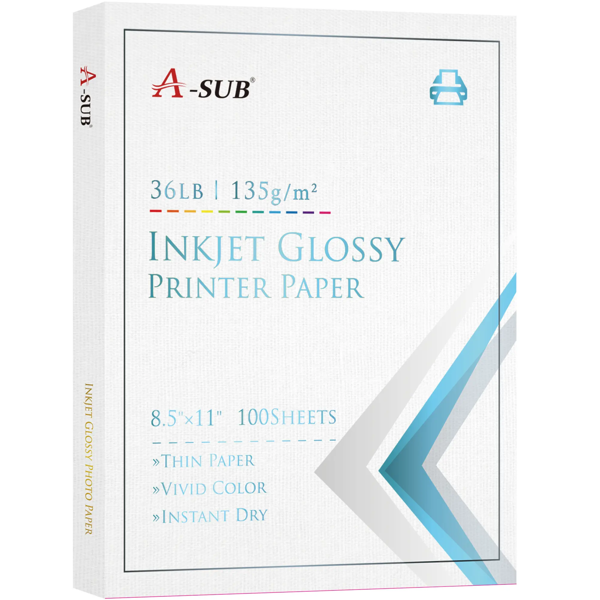 A-SUB 8.5x11 Inches Glossy Cast Coated Photo Paper 36lb 135gsm for Inkjet Printer Instant Dry Vivid Color