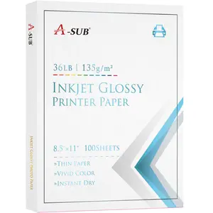 A-SUB 8.5x11 Inches Glossy Cast Coated Photo Paper 36lb 135gsm for Inkjet Printer Instant Dry Vivid Color