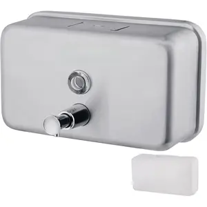 Commercial Wall Mount Stainless Steel Soap Dispenser, Rust-Proof Lining Liquid Hand Sanitizer Dispenser Bathroom 1100 ml / 37 oz. (Horizontal)