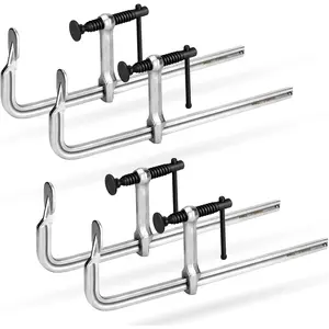 SHALL 4-Pack Bar Clamps Set, 12-Inch Light-duty Drop Forged Steel Bar Clamps, Steel F Clamps with Max 450Lbs Load Limit for Welding, Woodworking, Metal working, DIY and Crafts,By