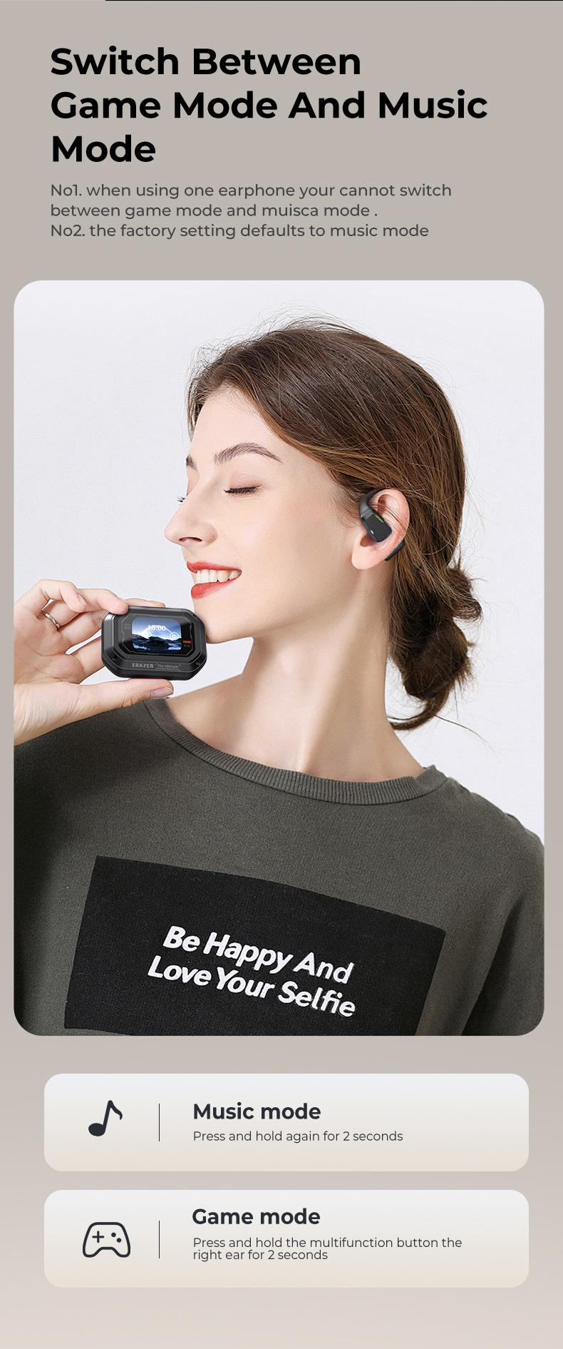 ERAZER XP6 Wireless Earbuds OWS Open Bluetooth 6.0 Earphones Support Playing Music Phone Calls Wireless Headphones,High Sound Qulity, IPX5 Waterproof & Sweatproof