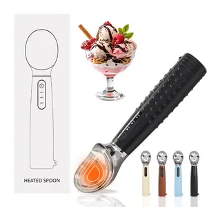 Rechargeable Heated Ice Cream Spoon, Electric Hard Ice Cream Scoop, Self-Heating LED Display, 158°f Quick Melting, Three Adjustable Temperatures