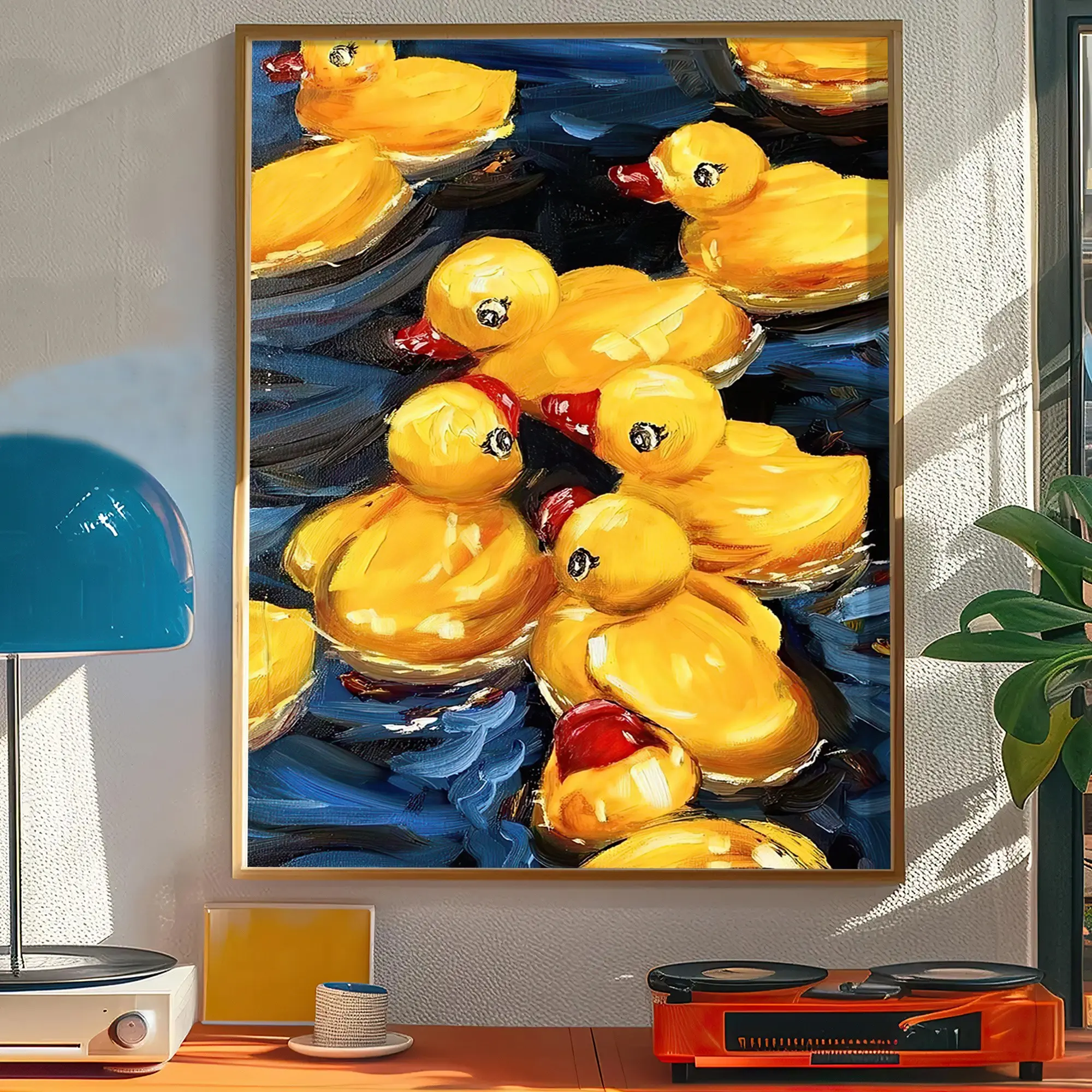 Adorable Duck Theme Wall Art Poster, High-Quality Canvas Print, Modern Home Decor, Perfect for Kids' Rooms, Made in China