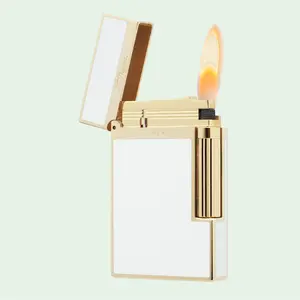 [Lacquer] White Lacquered Gold Dupont old fashined Lighter 125g best gift for father husband