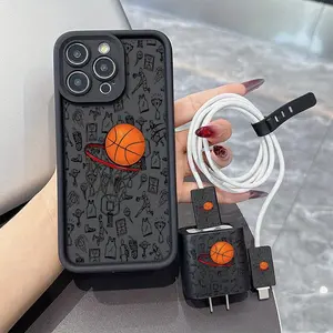 5pcs Black High Bamboo Phone Case Set, Sporty Trendy Style with Basketball and Graffiti Design, Compatible with iPhone 6/7/8/X/XS/XR/XS Max/11/12/13/14/15/16 Pro Max Series, Designed for Trendy Users.