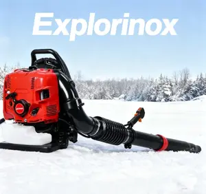 Explorinox Snow blower, 75.6CC 4-Stroke Backpack Gas Leaf Blower, Snow Blower, Up to 900 CFM and 210 MPH, Variable Speed, Cruise Control (Red)
