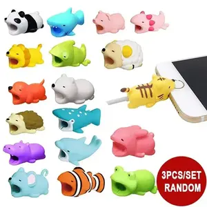 3-Piece Random Animal Charging Cable Protectors for iPhone & USB Cords