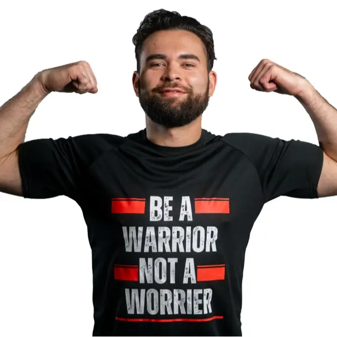 Saved Warriors "Be A Warrior, Not A Worrier" Dry Fit T-Shirt - Premium Moisture-Wicking Fabric for Warriors - 100% Polyester - Machine Washable