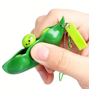 Stress relief toys (2-pack), Squeezing Pea Squeezing Fun, Squeezing Peanut Expression Squeezing Fun, Creative Stress Relief Pea Pod Keychain Toy, Children and Adults Halloween Christmas Gift