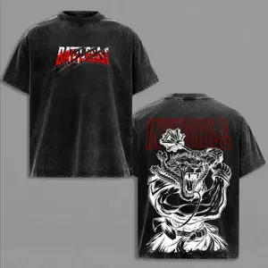 Black Vintage Washed Battle Beast Invincible T Shirt Retro Metal Print Short Sleeve Crewneck Oversized Streetwear Top for Battle Beast Fans        3 ， ，