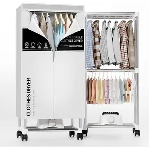 Clothes Dryer, Portable Drying Machine with Timer, 60inch Laundry Drying Wardrobe with Large Capacity, Electric Dryer/Rack for  | Appartments (Grey NO3)
