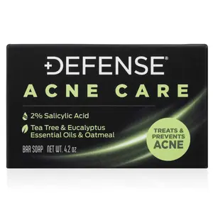 Defense Acne Care Bar Soap contains 2% Salicylic Acid, Tea Tree & Eucalyptus Essential Oils & Oatmeal Scent Skincare Skin Repair Cleanser