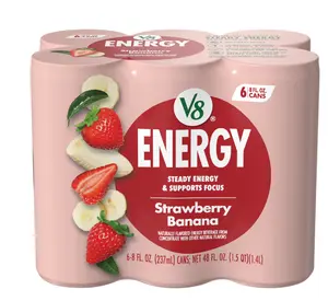 V8 Energy Strawberry Banana Juice Energy Drink, 8 fl oz Can (6 Pack)