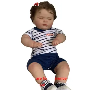 TopLink 60cm 24inch Realistic Soft Vinyl Reborn Sleeping Boy Baby Doll with Hand-Painted 3D Skin and Veins Cute Dress Up Toy Child Birthday Gift Soft Stuffed Doll Clothes Set Doll Doll Accessories