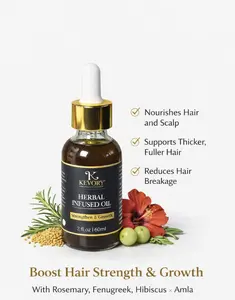 Kevory Herbal Infused Hair Growth Oil with Rosemary Fenugreek & Hibiscus for Healthy Strong Radiant Hair 2 fl oz
