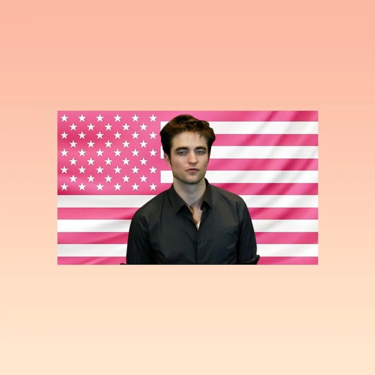 Edward Cullen Pink American Flag Tapestry – Twilight Wall Art Decor | Vampire Romance Fan Flag | Aesthetic Pink Bedroom Decor