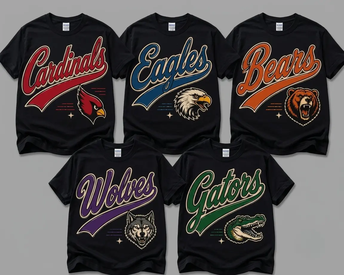 Retro Football Mascot T-Shirt, 50's Vintage School Team Graphic Tee, Unisex Game Day Fan Shirt