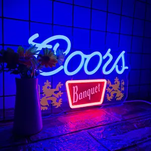 Printed Coors Beer Motif LED Neon Sign, Neon Light Sign — Bar Wall Decor suitable for Bars, Man Caves, Bedrooms, Home Shops, Pubs, Diners, Parties, and Hotel Game Rooms; makes an ideal decorative gift. USB Powered