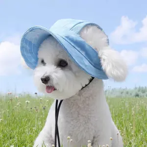 Dog and Cat Sun Hat with Ear Holes | Summer Pet Sun Protection Cute Hat, Adjustable Outdoor Travel Sun Protection Sport Hat for Cats and Dogs(Blue S/M/L)