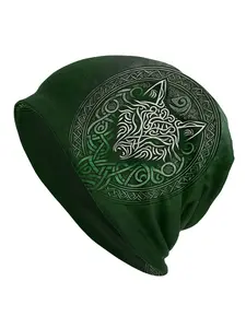 Celtic Irish Knot and Wolf Head Design Bonnet Hats Men Skullies Beanies Novelty Hats