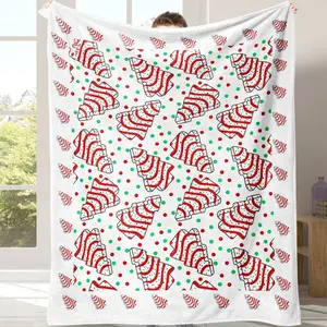 Christmas Tree Blanket Flannel Soft Warm Comfortable Sofa Bed Cover, Lightweight Travel Camping Living Room Office Chair Bed Throw