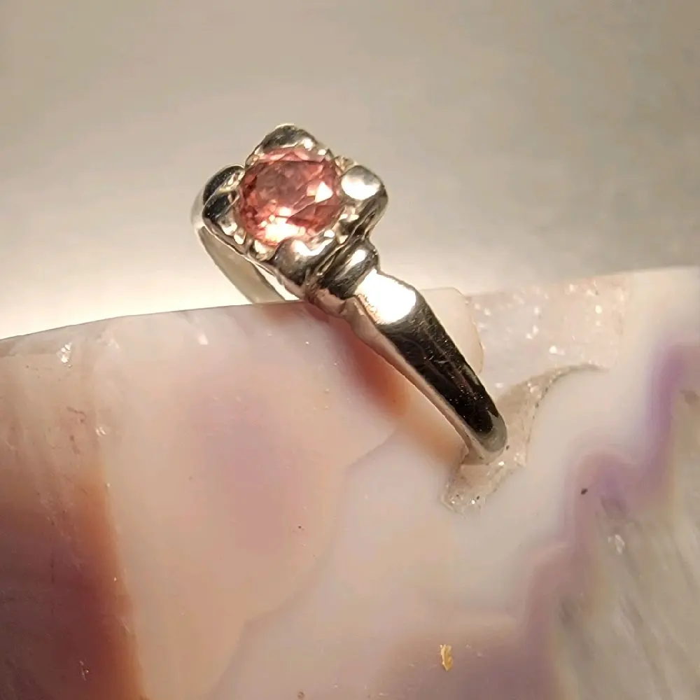 14k White Gold Pink Tourmaline Ring Size 9