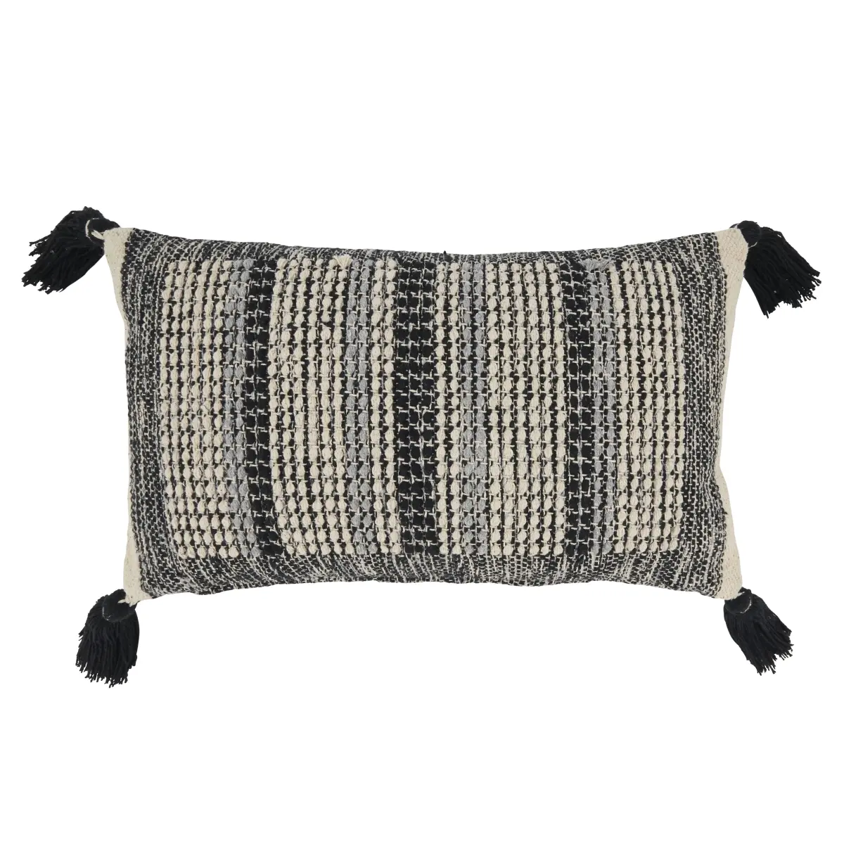 12 x 20 in. Block Bliss Stitch Poly-Filled Throw Pillow, Black - Home Room Decor, House Decor for Indoor Use