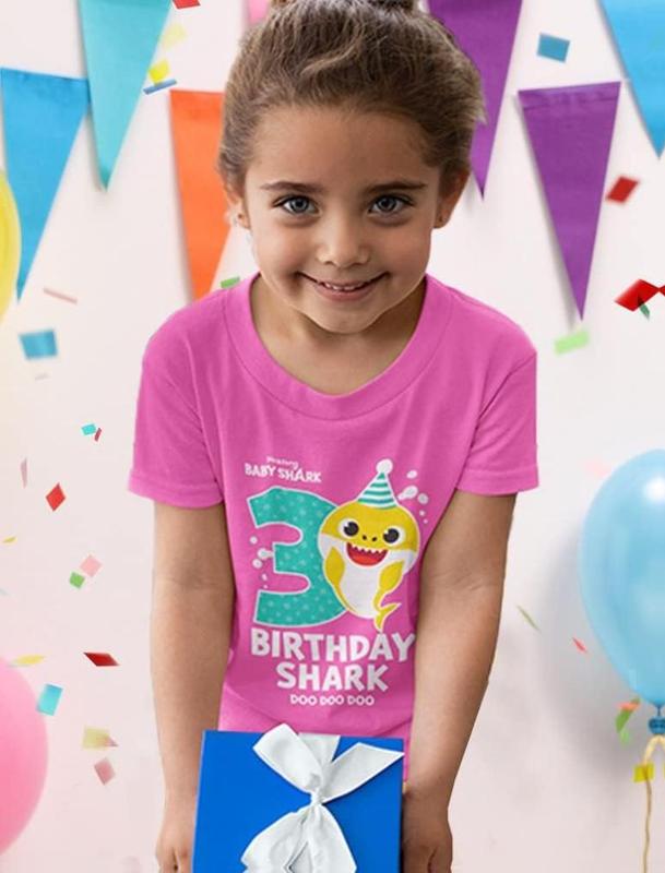 Tstars 3rd Birthday Baby Shark Shirt 3 Year Old Birthday Boy Girl Toddler Kids T-Shirt Funny Graphic Tee