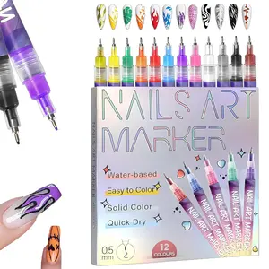 12-Color 3D Nail Art Pen Set, 0.5mm Fine Tip, Dotting Drawing Liner Brush, Ideal for DIY Nail Art and Manicure Decoration