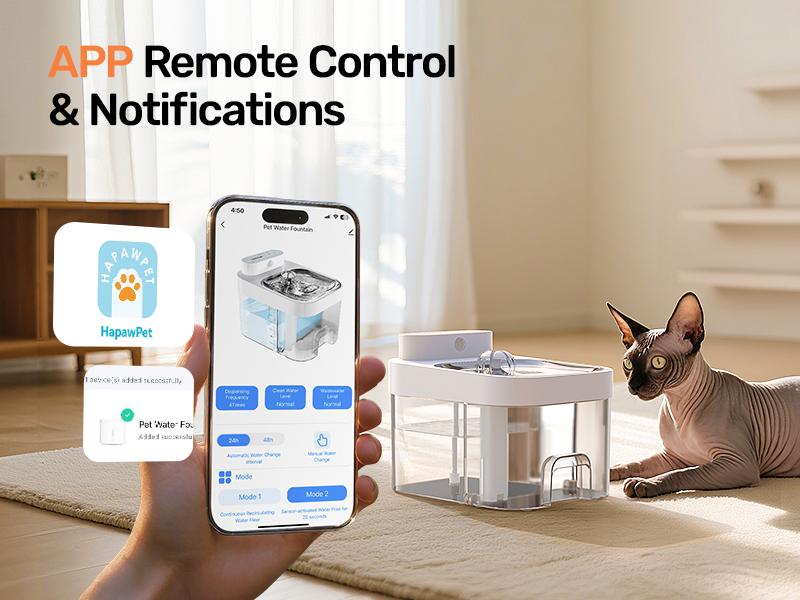 HAPAW Cat Water Fountain, 2.4GHz Wi-Fi App Control Automatic Pet Water Dispenser with 5000mAh Battery, Separated Clean & Waste Water, Filter-Free Plug-In Fountain for Cats HAPAW Cat Water Fountain, 2.4GHz Wi-Fi App Control Automatic Pet Water Dispenser with 5000mAh Battery, Separated Clean & Waste Water, Filter-Free Plug-In Fountain for Cats