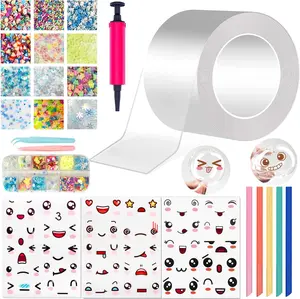Summer Gift  Nano Tape Bubble Kit, Nano Double-sided Adhesive Tape with Straws and Sequins, Nano Tapes DIY Craft Kit, Tape Refill Tape Roller Scrapbook Materials