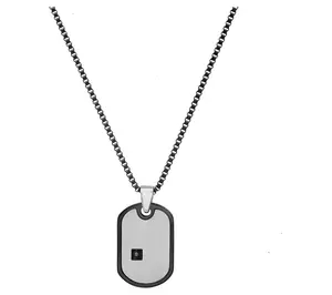 Steel By Design Men's Two-Tone Dog Tag Pendantw/ Chain