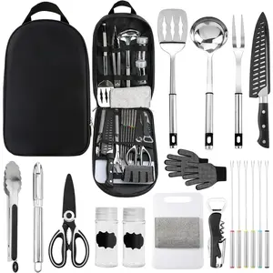 Camping Cookware Storage Bag - Camping Cooking Utensils Set Bag Camping Tool Portable Storage Bag   Knife, Fork, Spoon, Chopping Board, Chef's Knife,Kitchenware Storage