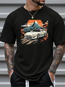 JDM Car Japanese Retro Car Racing Drifting Tuning Gift Unisex T-Shirt Cotton Short Sleeve Tee Egular Fit for All Seasons, Everyday T-shirt Bold Print Top, Unisex Clothing, Casual Wear, Vintage Car Art, Breathable Fabric, Durable Material, Printed
