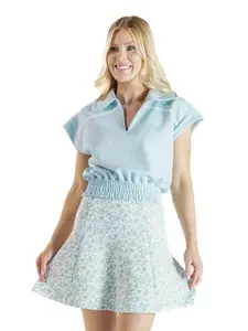 Simply Southern Seamed Blue Floral Lounge Skort