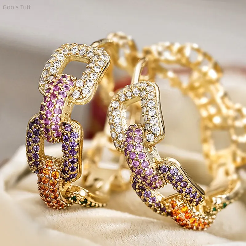 Women's Unique Hoop Ear Cuffs - Viral Minimal Colorful Costume Jewelry with Micro Pave Cubic Zirconia, Hollow, Versatile for Night Club, Daily Wear, Gifting