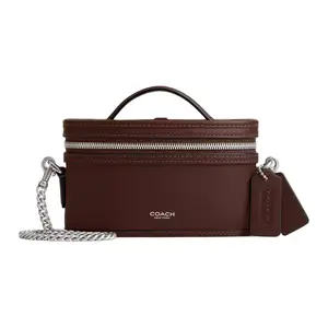 COACH Trail 15 Mini Glove-Tanned Leather Zip-Top Handbag for Women in Maple