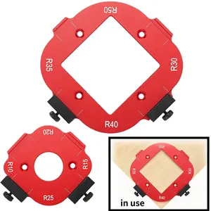 2pcs Aluminum Alloy Router Corner Radius Template Jig | R10-r50 Arc Cutting Guide with Removable Clip for Woodworking Wood Board, Red Color