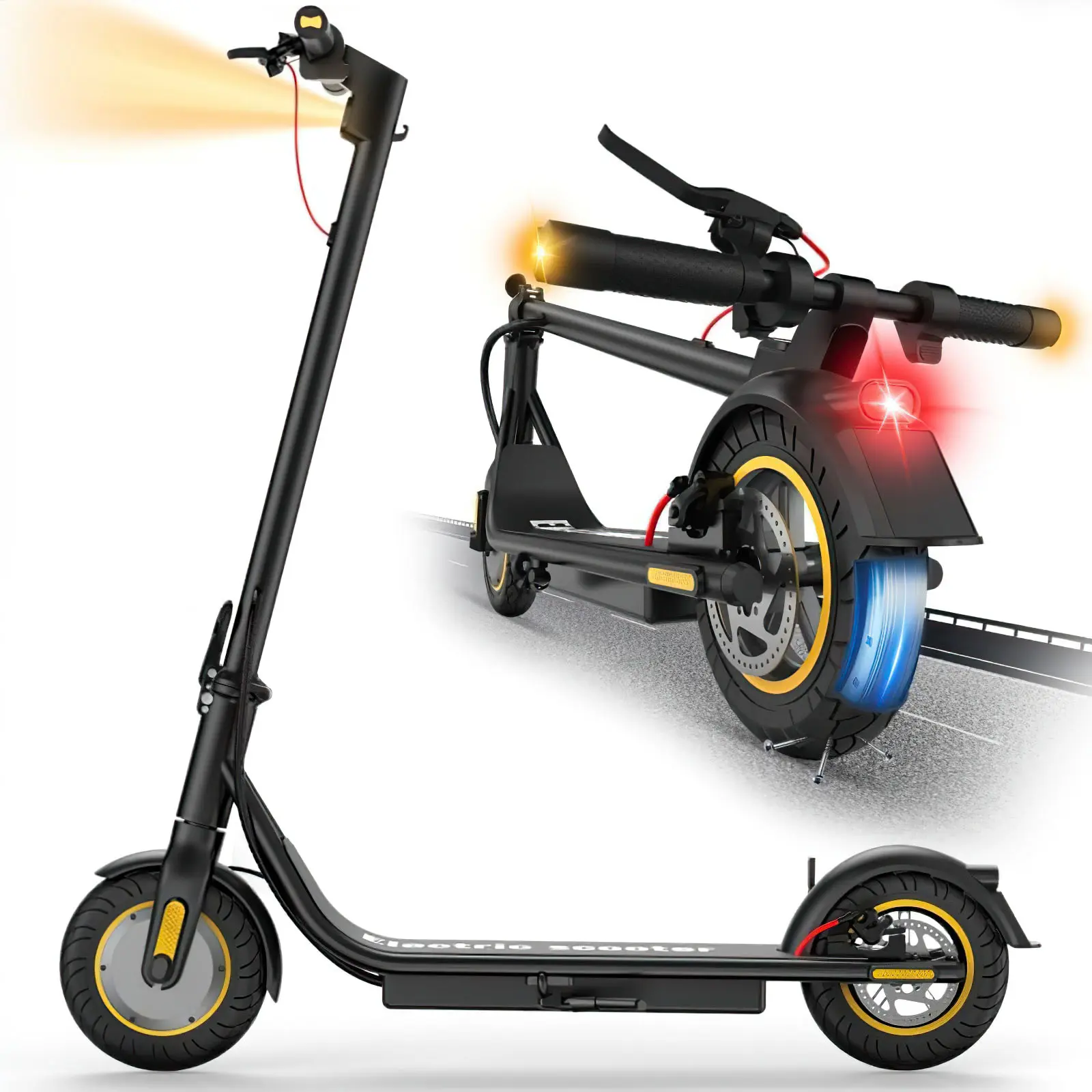 DXH Adult Electric Scooter - 500W Motor, 21 mi Max Range, 19Mph Top Speed, 10" Tires, Portable Folding Commuting Scooter with Dual Braking System & App Control