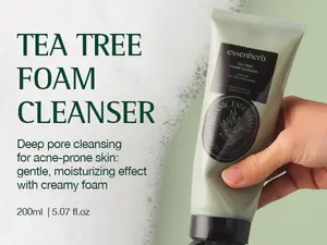 Essenherb Tea Tree Foam Cleanser– Korean Face Wash with AHA & Hyaluronic Acid for Sensitive, Dry Skin – Gentle, Hydrating Daily Cleanser for Pores & Blemish-Prone Skin (150ml / 5.07 fl.oz)
