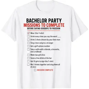 Bachelor Party Funny Checklist T-Shirt
